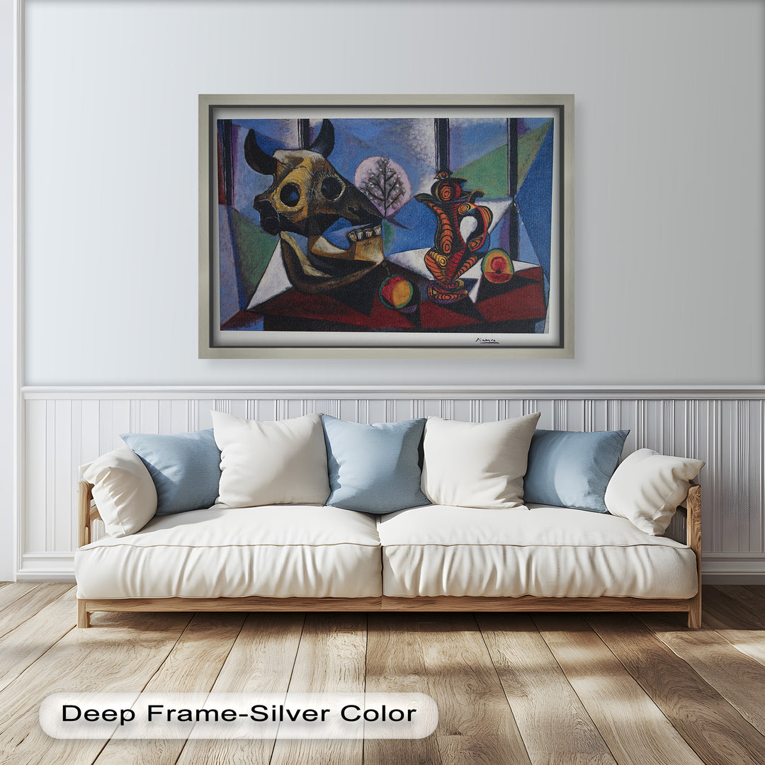 Still Life with Bull Skull – Symbolist Cubist Picasso Oil Painting