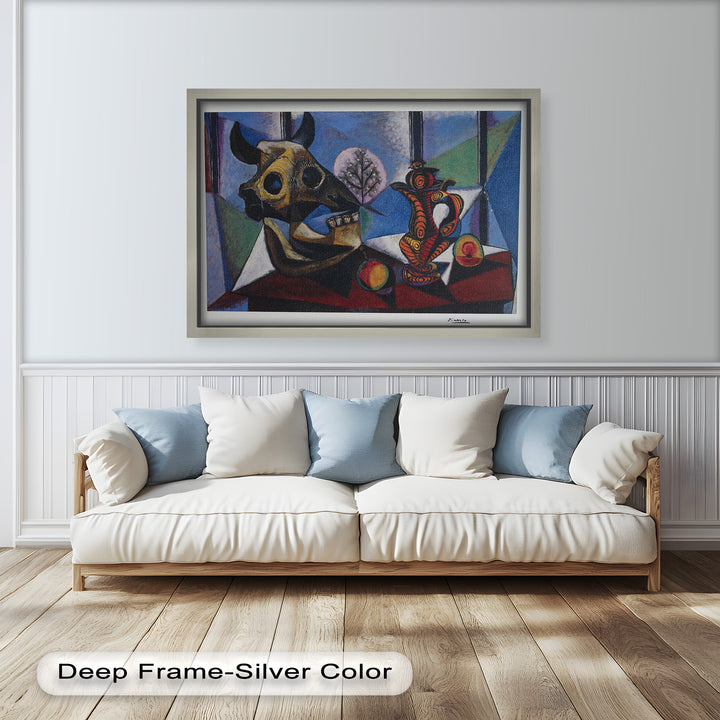 Still Life with Bull Skull – Symbolist Cubist Picasso Oil Painting