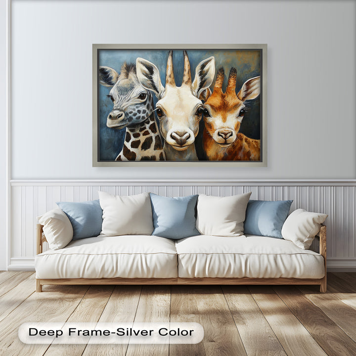 Trio of Giraffes – Animal Oil Painting