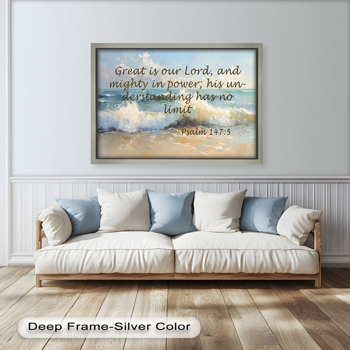 Psalm 147:5 – God's Power and Wisdom Bible Verse Oil Painting