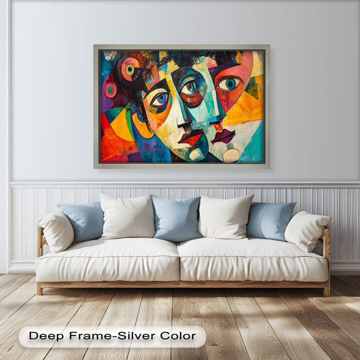 Entwined Visions Oil Painting – Fauvist Dual-Face Expressionism