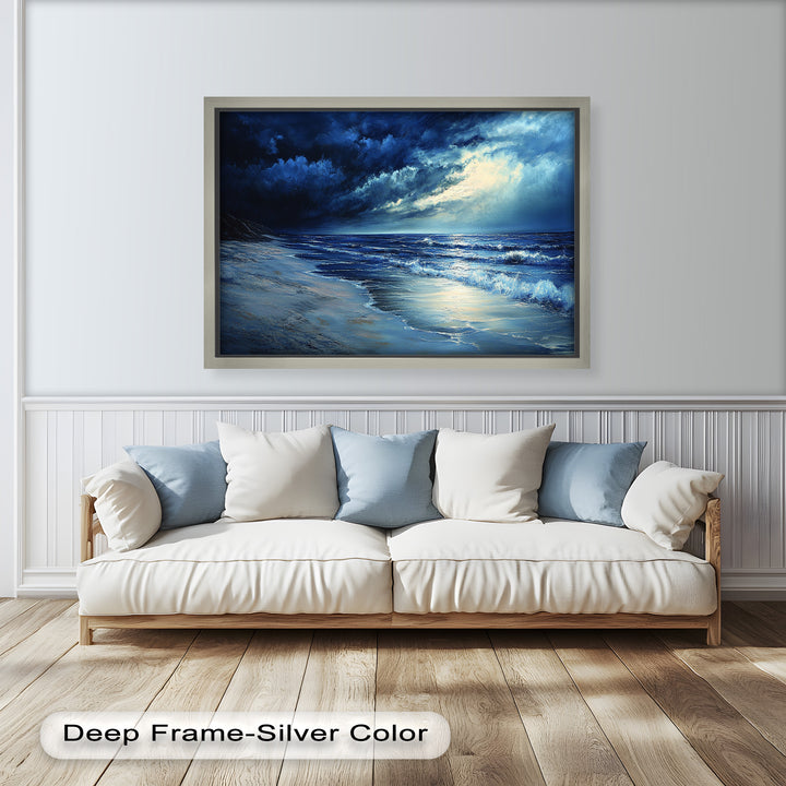 Ocean Wall Art - Stormy Night Seascape Oil Painting