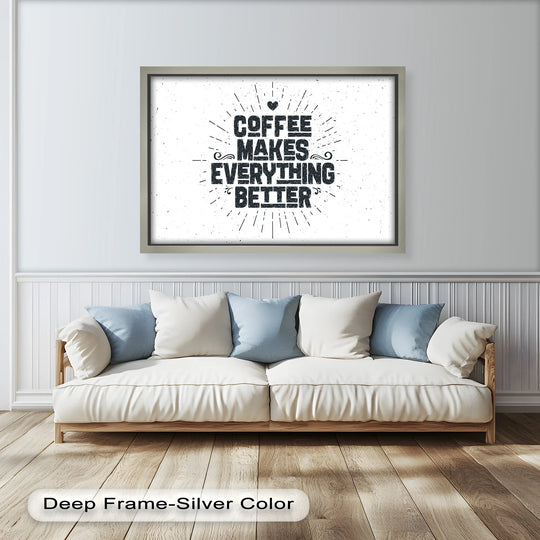 Bursting with energy, the 'Coffee Makes Everything Better' modern oil painting decoration creates a dynamic visual experience with radiating lines and hand-lettered typography.