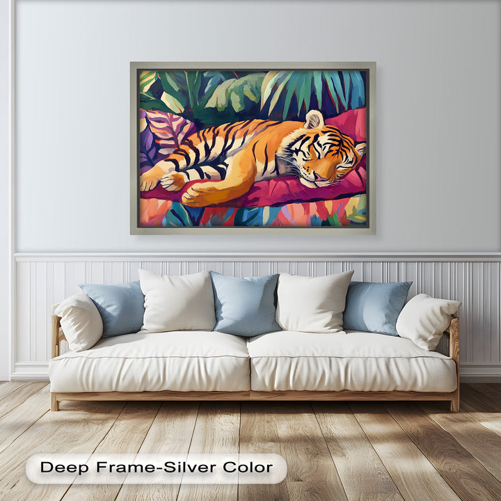 Resting Tiger Oil Painting – Fauvist Jungle Art