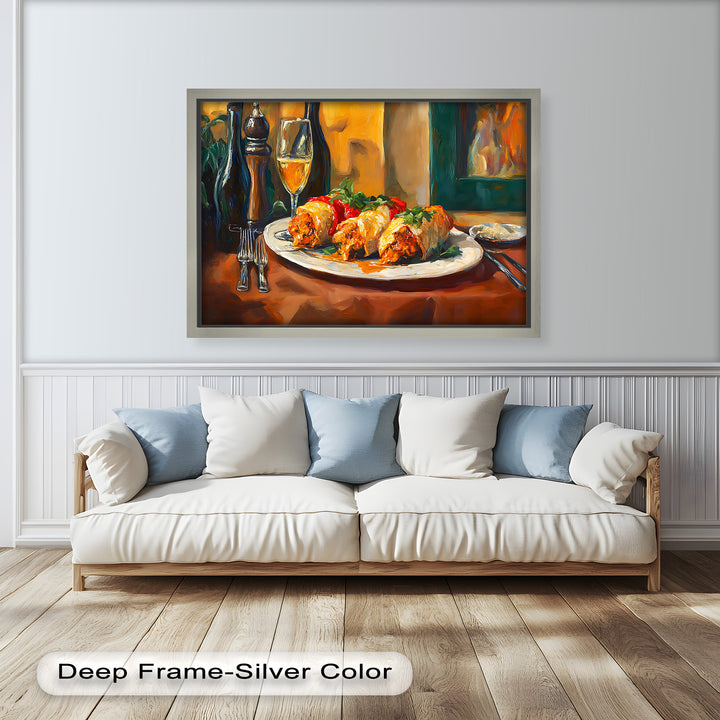 Gefüllte Paprika und Wein – Gourmet-Essszene Food Painting