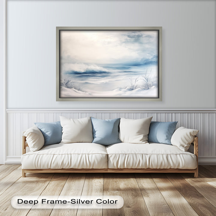 Coastal Wall Art - Snowy Beach Seascape Oil Painting