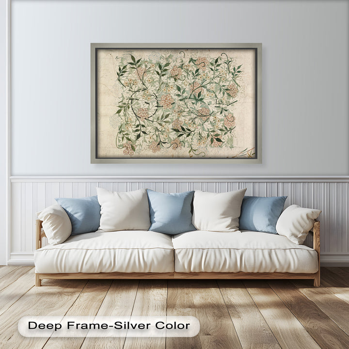 Jasmine Pattern by William Morris – Framed Botanical Oil Painting