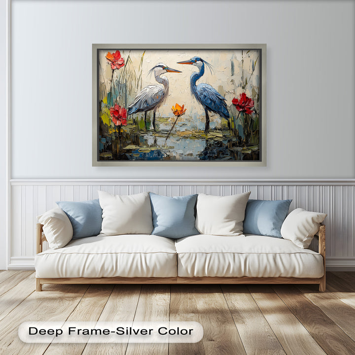 Pair of Herons – Animal Oil Painting