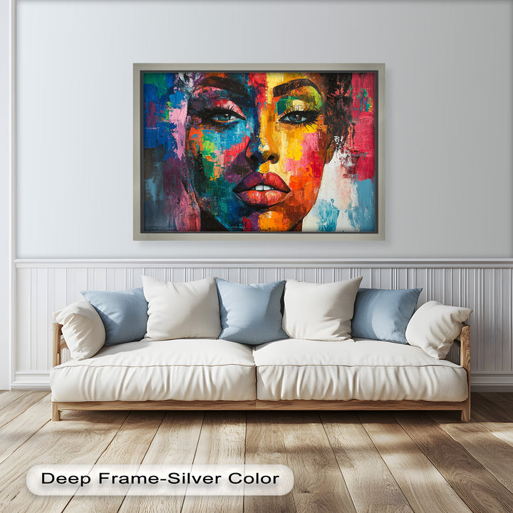 Color Reign – Vibrant Female Portrait Abstract Oil Painting