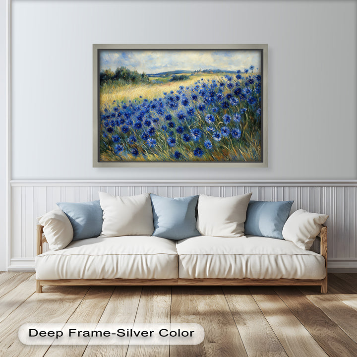 Golden Fields and Blue Cornflowers – Impressionist Meadow Scene Oil Painting