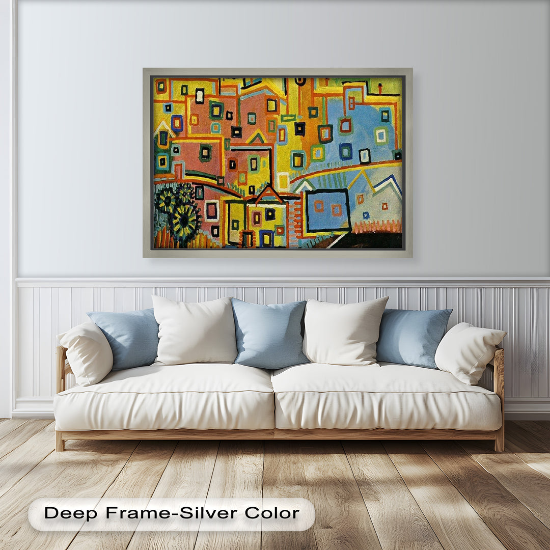 Schloss und Sonne von Paul Klee – Geometrisch-abstraktes Ölgemälde