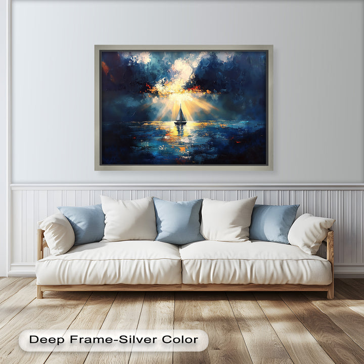 Radiant Horizon – Sailboat at Sunset Oil Painting