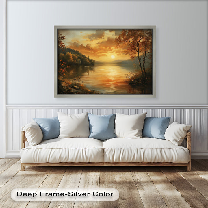 Golden Lake Sunset – Herbstreflexion Hudson River Ölgemälde