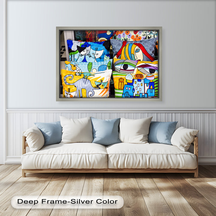 Colorful Cubist Cat & Face Pillows – Picasso Oil Painting