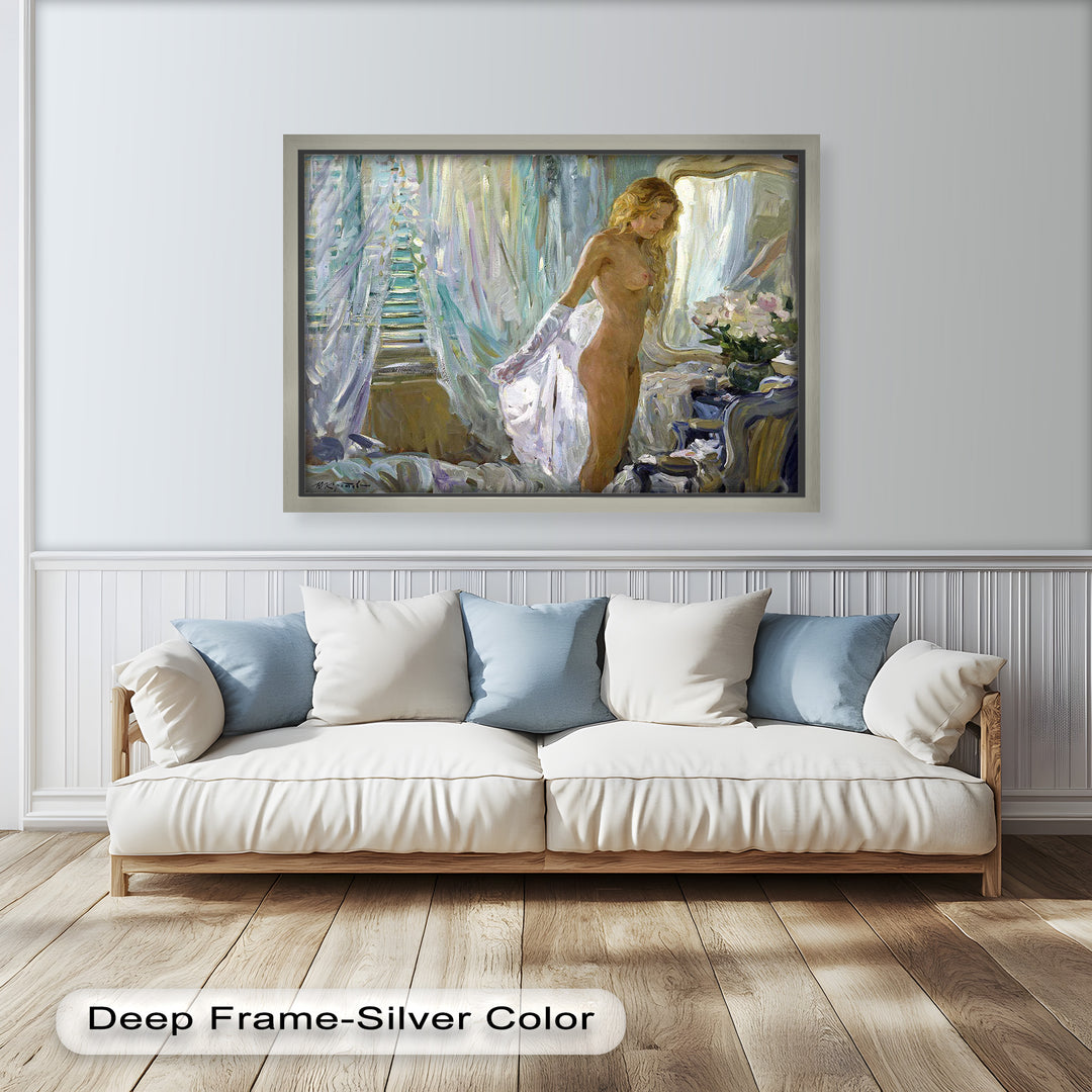 Whispers of Morning Light – Romantic Nude Interior Oil Painting
