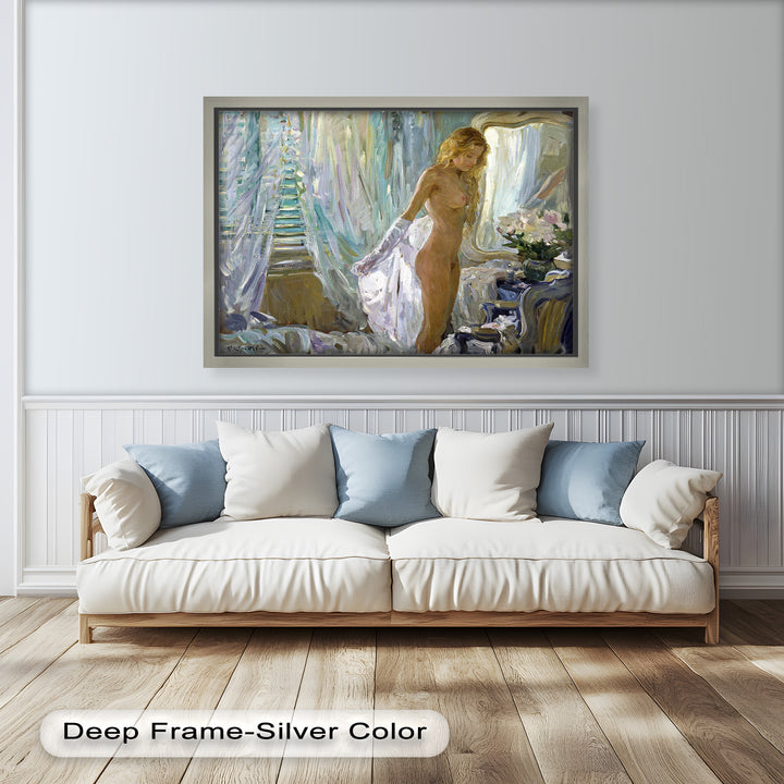 Whispers of Morning Light – Romantic Nude Interior Oil Painting
