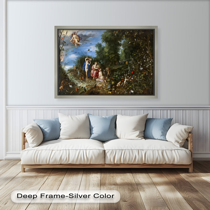 The Garden of Earthly Light – Mythological Forest Scene Oil Painting