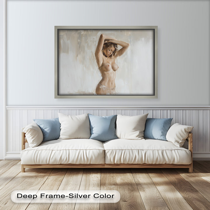 Still Grace – Serene Nude in Soft Neutral Oil Painting