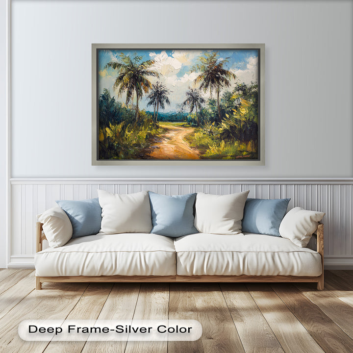 Tropical Pathway with Palm Trees – Impressionist Oil Painting