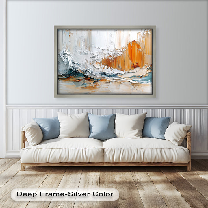 Elemental Surge – Abstract Ocean Cliff Oil Painting
