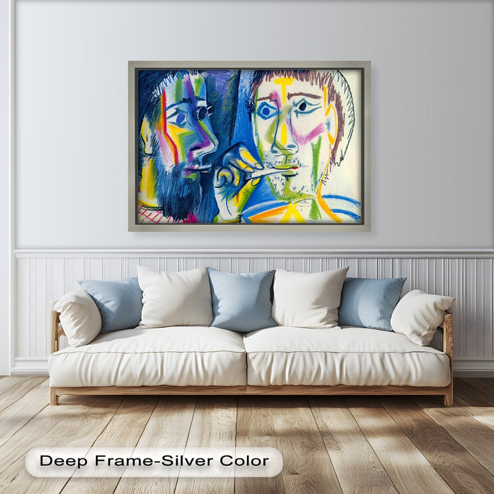 Two Men Smoking by Pablo Picasso – Expressionist Oil Painting