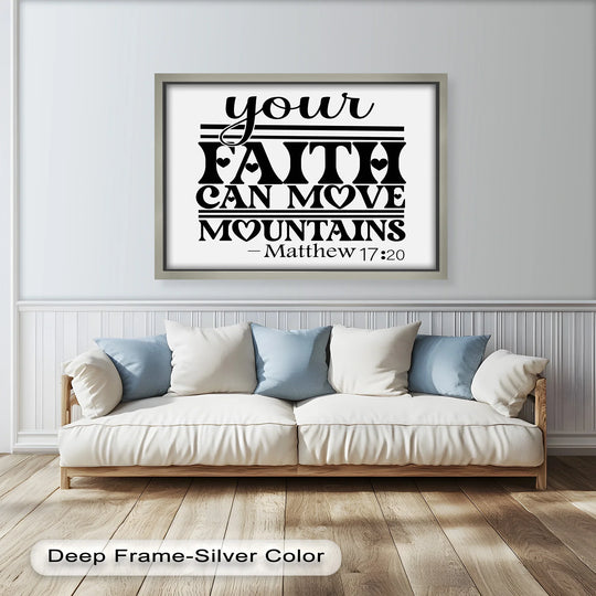 Matthew 17:20 Christian decor – Motivational Bible verse artwork.
