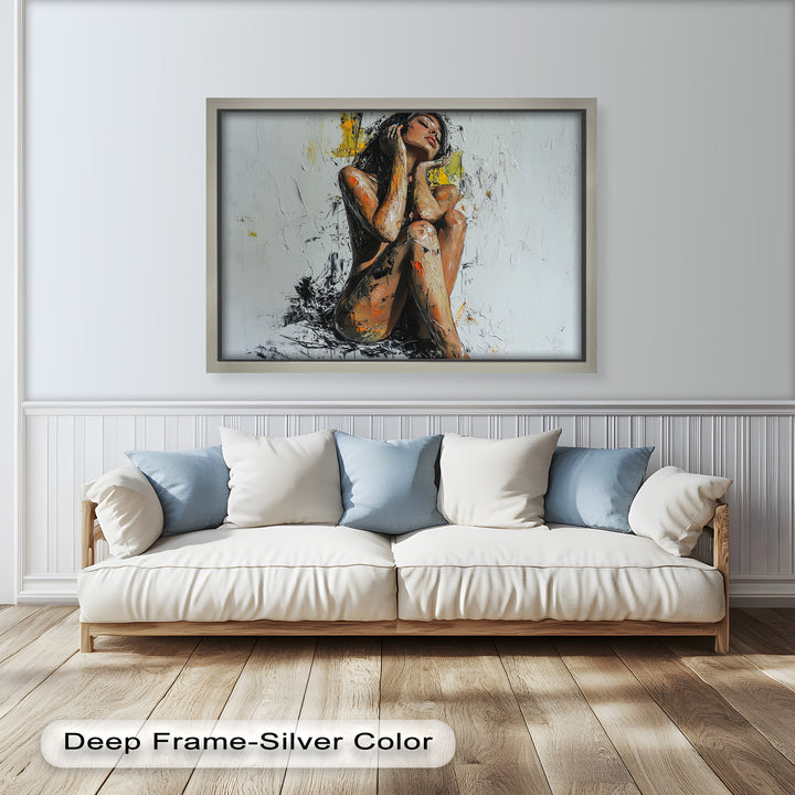 Poise in Silence – Textured Nude Figure Oil Painting