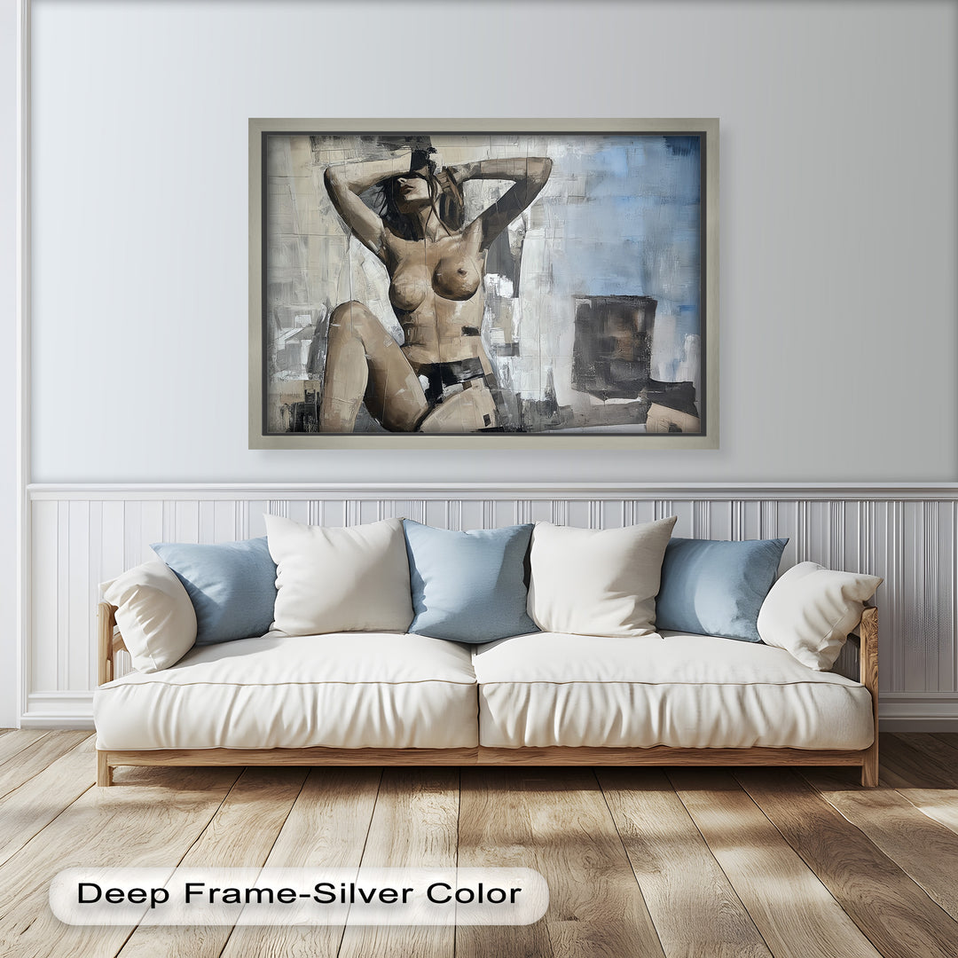Urban Solitude – Contemporary Nude Oil Painting in Monochrome Hues