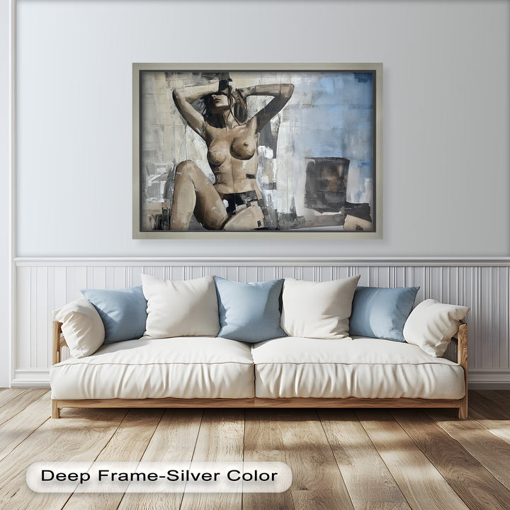 Urban Solitude – Contemporary Nude Oil Painting in Monochrome Hues