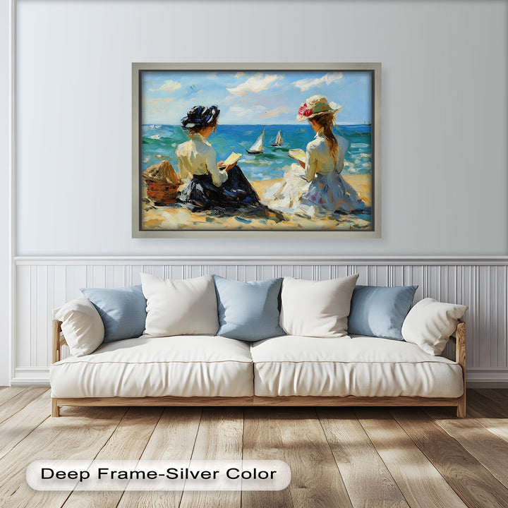 Seaside Serenity with Sailboats – Impressionist Oil Painting
