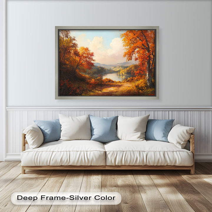 Golden Horizon – Ölgemälde mit herbstlichem Flussblick