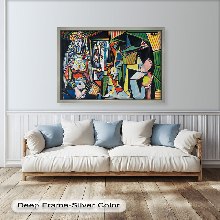 The Mirror Within – Bold Cubist Interior Picasso Oil Painting