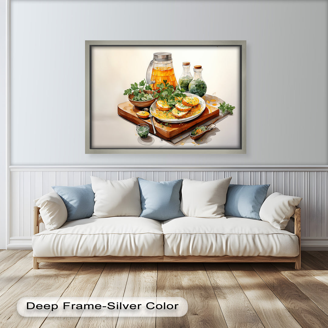 Golden Herb Delight – Rustic Food Still Life Painting