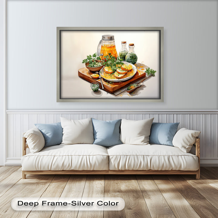 Golden Herb Delight – Rustic Food Still Life Painting