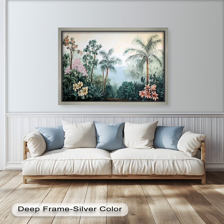 Floral Tropics Oasis – Palm Tree Oil Painting