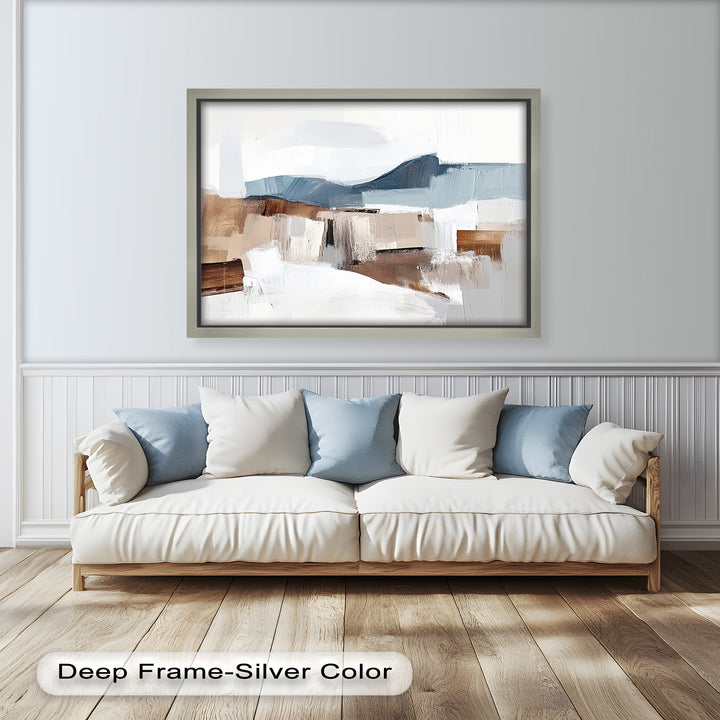 Muted Horizon Layers – Mountain Landscape Abstract Oil Painting