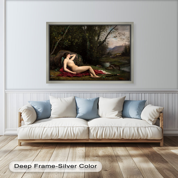 Reclining Diana – Classical Goddess in Nature Renaissance Oil Painting