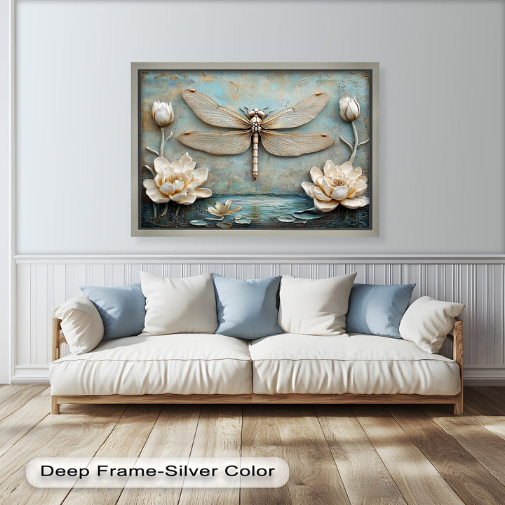 Vintage Dragonfly – Framed Oil Painting