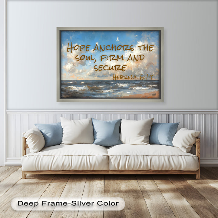 Hebrews 6:19 Bible Verse Oil Painting – Anchor of Hope Wall Art