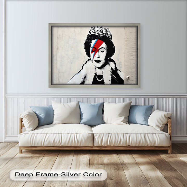 Royal Rebellion – Queen with Bowie Bolt Banksy Oil Painting