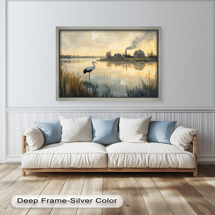 Stork at Dusk – Animal Oil Painting