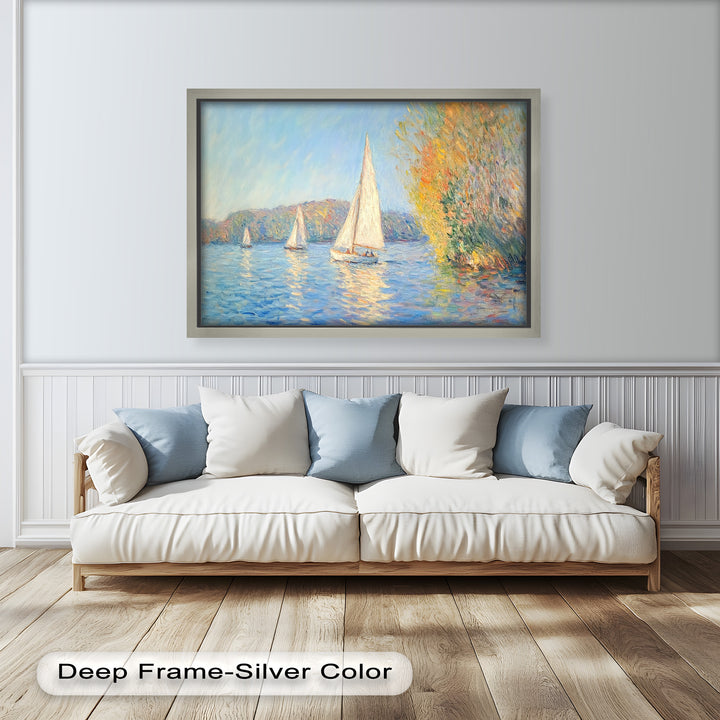 Tranquil Sails at Sunset – Impressionist Boat Scene Oil Painting