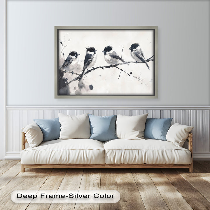 Monochromes Quartett – Vogel-Ölgemälde