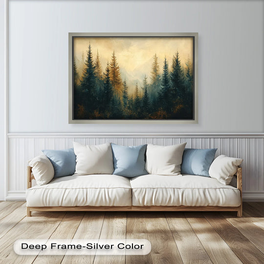A poetic tribute to wilderness and stillness, this piece captures the quiet magic of morning light breaking through the trees.