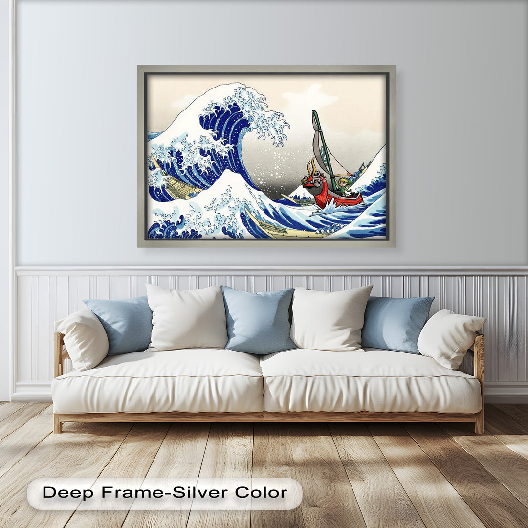 Hokusai Great Wave x Zelda Art – Japanisches Pop-Art-Ölgemälde