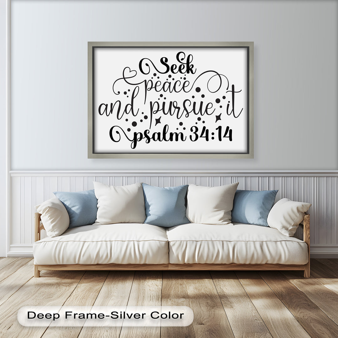 Peaceful Bible Verse Oil Painting – Scripture Art with Decorative Lettering
