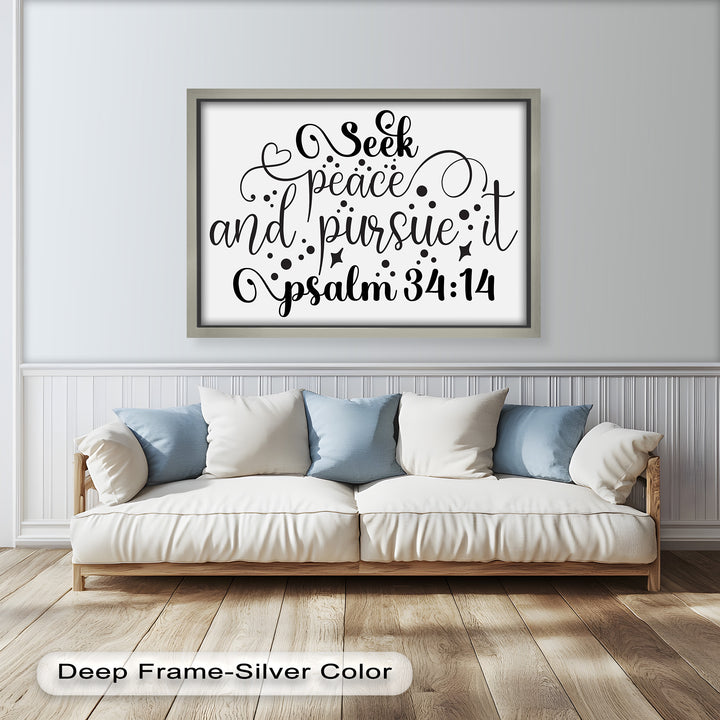 Peaceful Bible Verse Oil Painting – Scripture Art with Decorative Lettering
