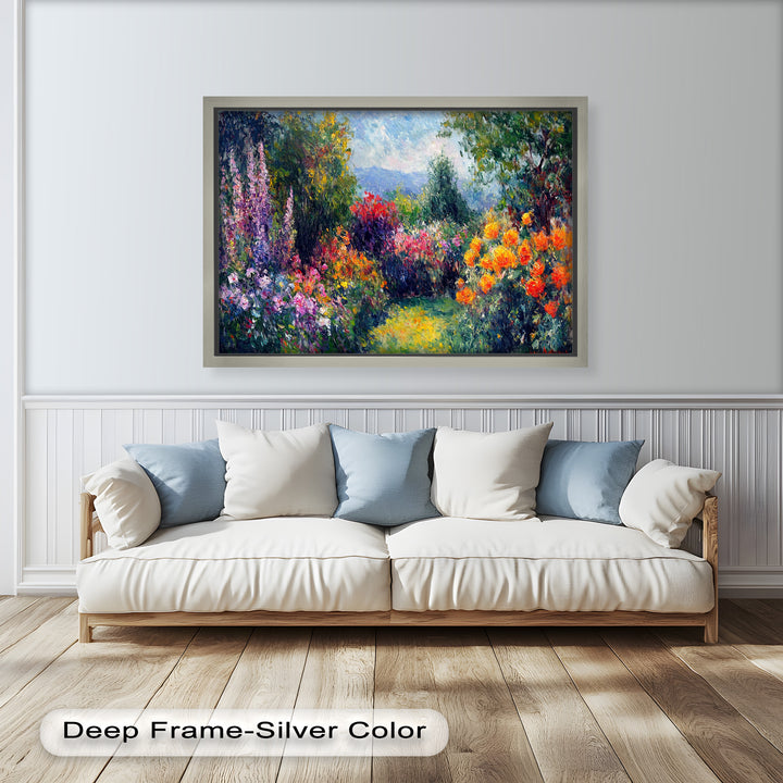 Sunlit Garden in Full Bloom – Impressionist Floral Oil Painting