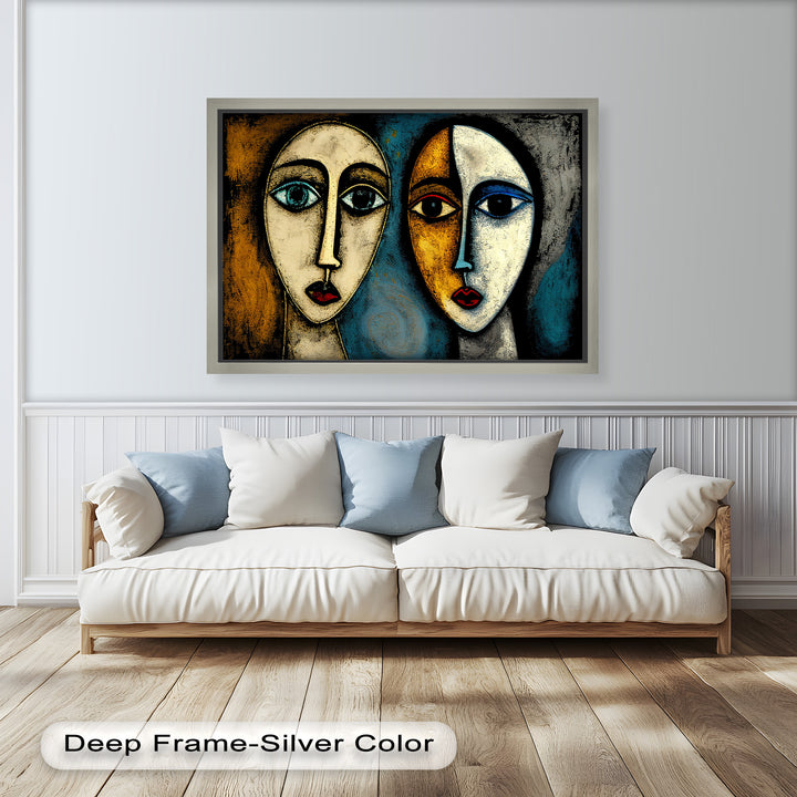 Duality of Gaze – Abstract Expressionist Portrait Picasso Oil Painting