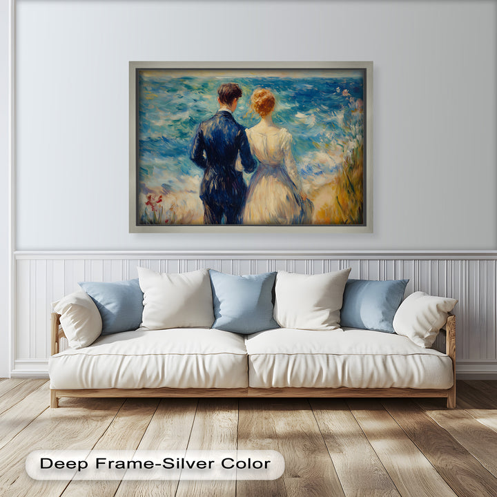 Lovers by the Sea – Romantic Impressionist Oil Painting